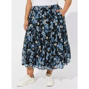 Torrid Tea Length Chiffon Tiered Skirt Size 12 Nina Floral Cottagecore Flowy NWT